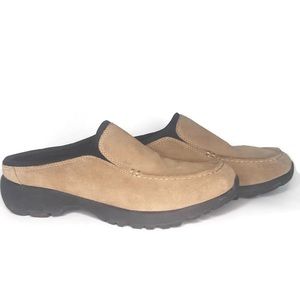 Lands' End Tan Suede Lightweight Slip On Clogs